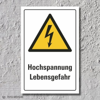 Warnschild "Hochspannung", DIN ISO 7010, 3 mm Alu-Verbund  450 x 300 mm