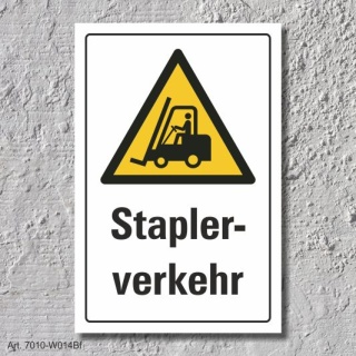 Warnschild "Staplerverkehr", DIN ISO 7010, 3 mm Alu-Verbund  450 x 300 mm