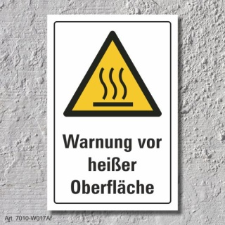 Warnschild "Warnung vor heißer Oberfläche", DIN ISO 7010, 3 mm Alu-Verbund