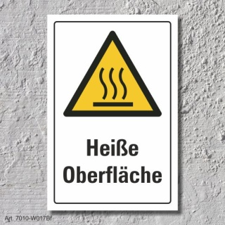 Warnschild "Heiße Oberfläche", DIN ISO 7010, 3 mm Alu-Verbund  300 x 200 mm