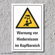 Warnschild "Hindernisse im Kopfbereich", DIN...