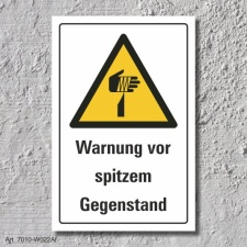 Warnschild "Spitzer Gegenstand", DIN ISO 7010,...
