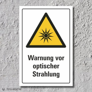 Warnschild "Optische Strahlung", DIN ISO 7010, 3 mm Alu-Verbund