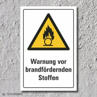Warnschild "Brandfördernde Stoffe", DIN ISO 7010, 3 mm Alu-Verbund