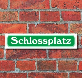 Schild im Straßenschild-Design "Schlossplatz" - 3 mm Alu-Verbund - 52 x 11 cm