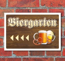 Schild "Biergarten, links", 3 mm Alu-Verbund