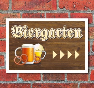 Schild "Biergarten, rechts", 3 mm Alu-Verbund