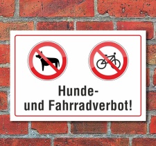 Schild "Hunde, Fahrradverbot", 3 mm Alu-Verbund