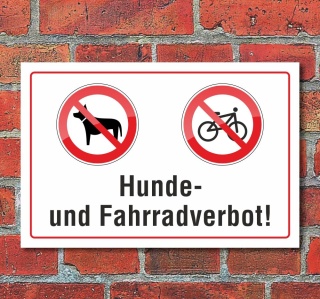 Schild "Hunde, Fahrradverbot", 3 mm Alu-Verbund  450 x 300 mm