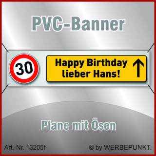 30. Geburtstag, Banner, Plane, Geschenk, Überraschung 200x50 cm mit 4 Ösen
