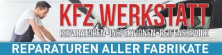 Werbebanner,  Plane "KFZ Werkstatt", reparatur, auto, mit Ösen, 4000 x 1000 mm