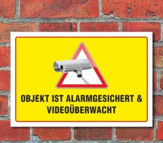 Schild Lächeln, Videoüberwacht, 3 mm Alu-Verbund Motiv 3 300 x 200 mm
