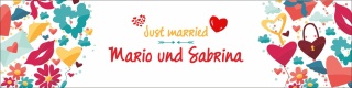 Banner Plane "Hochzeit 2" Geschenk Feier Just married Hochzeitsdeko mit Ösen