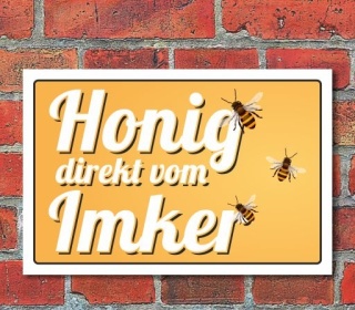 Schild "Honig direkt vom Imker", 3 mm Alu-Verbund