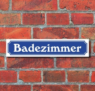 Schild im Straßenschild-Design "Badezimmer" - 3 mm Alu-Verbund - 52 x 11 cm