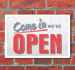 Vintage Schild Retro Deko Open Offen geöffnet