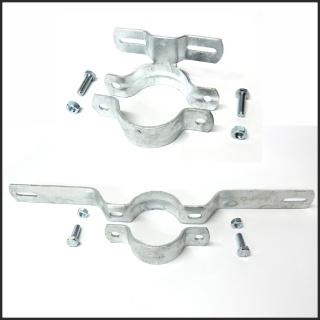 Schild, Befestigung, Halterung, Schelle, Schilderschelle für Rundrohr, Rohrschelle, Ø 60 mm Rohr Stahl verzinkt