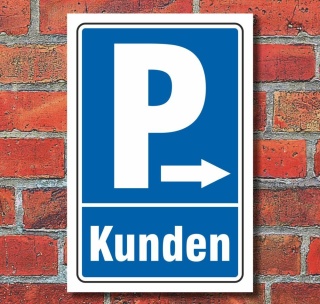 Schild "Kundenparkplatz, Pfeil rechts", 600 x 400 mm
