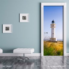 Türtapete "Leuchturm, Insel, Meer", Türposter, selbstklebend 2050 x 880 mm