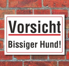 Schild Vorsicht bissiger Hund, 3 mm Alu-Verbund  450 x...
