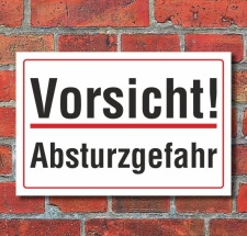 Schild Vorsicht Absturzgefahr, 3 mm Alu-Verbund  600 x...
