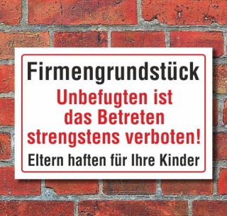Schild Firmengrundstück, Unbefugten ist das Betreten..., 3 mm Alu-Verbund