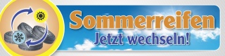 PVC Werbebanner Banner Plane Sommerreifen Reifenwechsel Rad Räder, mit Ösen