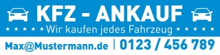 PVC Werbebanner Banner Plane "KFZ Ankauf Service Verkauf" Motiv2 mit Ösen, 3000 x 750 mm