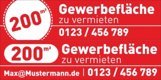 PVC Werbebanner Banner Plane "Gewerbefläche zu vermieten" mit Ösen,