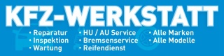PVC Werbebanner Banner Plane "KFZ Werkstatt Reparatur Wartung" mit Ösen, 4000 x 1000 mm