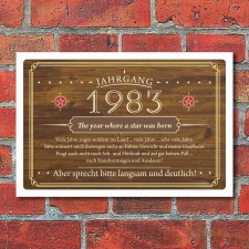 Schild Retro Vintage Geburtstag 40 40er vierzig Jahrgang...