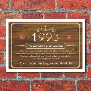 Schild Retro Vintage Geburtstag 30 30er dreißig Jahrgang 1993 Geschenk