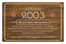 Schild Retro Vintage Geburtstag 20 20er zwanzig Jahrgang...