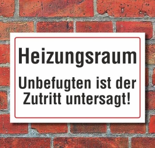 Schild Heizungsraum, 3 mm Alu-Verbund  300 x 200 mm