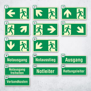Notausgang Fluchtwegschild Rettungswegschild Schild Nachleuchtend ASR A1.3