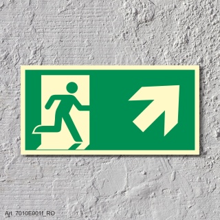 4. Rettungsweg Rechts aufwärts - Schild 400 x 200 mm