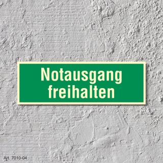 12. Notausgang freihalten  - Schild 300 x 100 mm