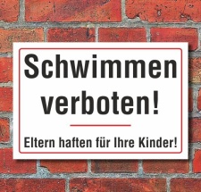 Schild Schwimmen verboten, 3 mm Alu-Verbund  300 x 200 mm