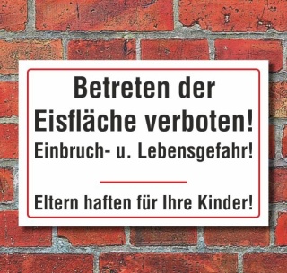 Schild Betreten der Eisfläche verboten, 3 mm Alu-Verbund