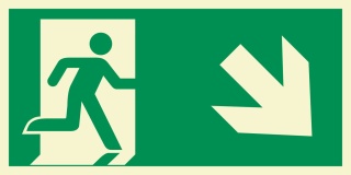 Rettungsweg rechts abwärts Notausgang Rettungswegschild Schild Nachleuchtend ASR A1.3