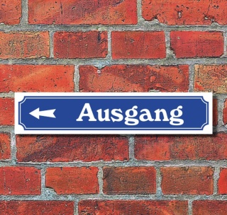 Schild im Straßenschild-Design "Ausgang links" - 3 mm Alu-Verbund - 52 x 11 cm