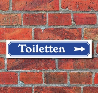 Schild im Straßenschild-Design "Toiletten rechts" - 3 mm Alu-Verbund - 52 x 11 cm