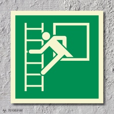 13. Notausstieg mit Fluchtleiter - Aufkleber 150 x 150 mm