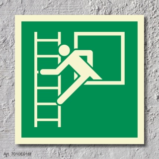 13. Notausstieg mit Fluchtleiter  - Schild 150 x 150 mm