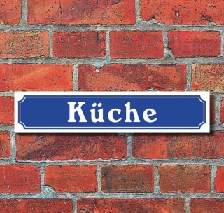 Schild im Straßenschild-Design "Küche", 3 mm Alu-Verbund - 52 x 11 cm
