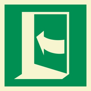 Drücken links Schild Nachleuchtend  150 x 150 mm