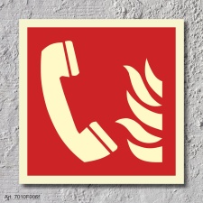 Brandmeldetelefon Brandschutzzeichen Symbol Schild Nachleuchtend ASR A1.3 150 x 150 mm