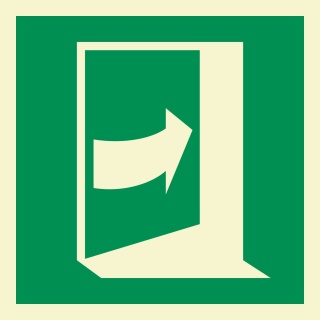 Drücken rechts  Aufkleber Nachleuchtend  150 x150 mm