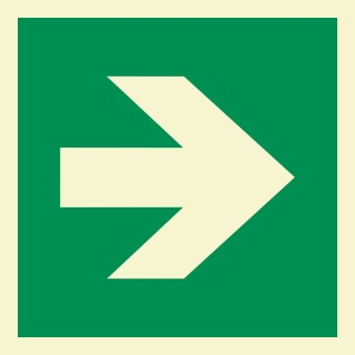 Pfeil 90°  Aufkleber Nachleuchtend  150 x150 mm