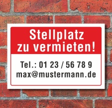 Schild Stellplatz zu vermieten wetterfest 3 mm...